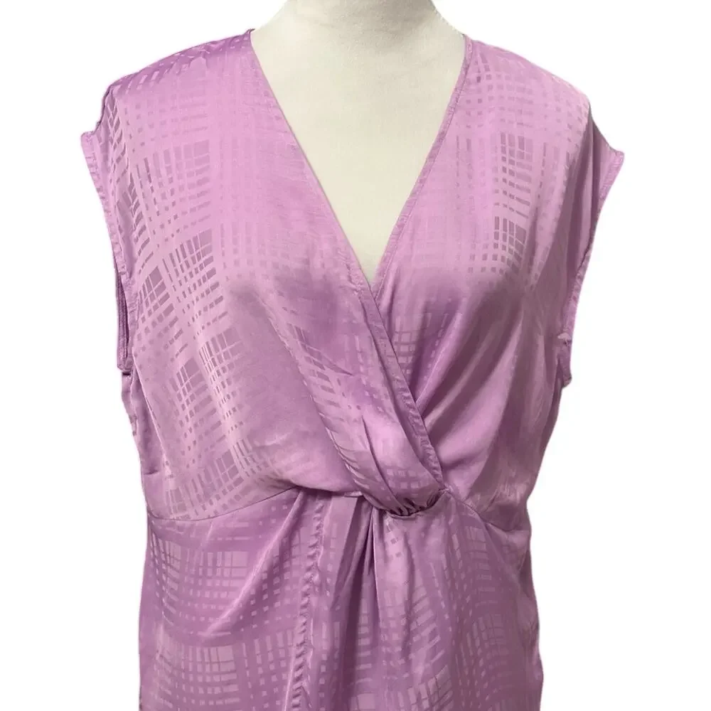 Halogen Twist Front Blouse Sleeveless Plunging V Neckline Purple Women's 1X NWOT